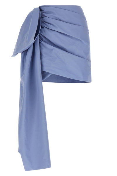 blue cotton tie side mini cotton skirt