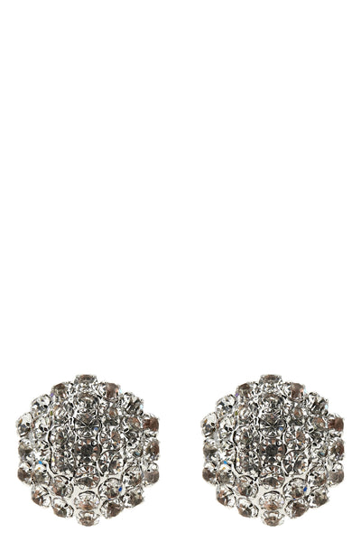 crystal flower earrings in metal and all-over crystals