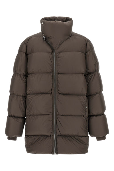 long turtle quilted nylon down jacket