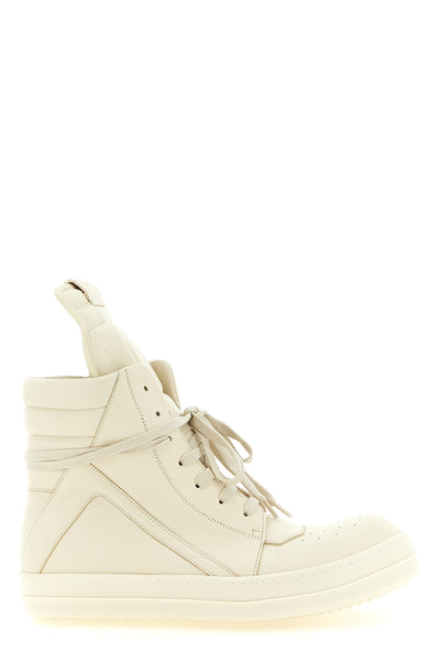 the rick owens geobasket sneakers feature a monumental high-top silhouette