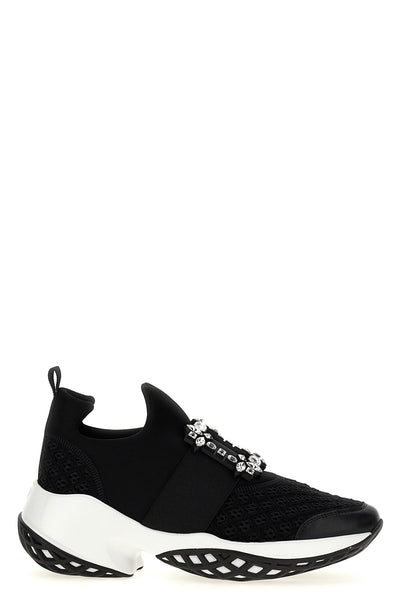 viv run sneakers in quilted mesh and scuba-effect fabric