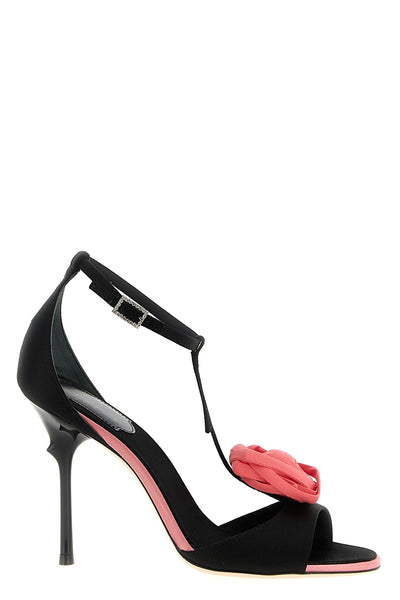 rose vivier sandals in satin and silk blend