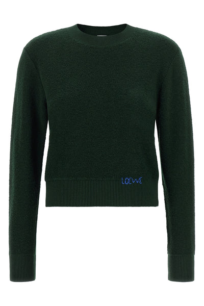 the loewe crewneck sweater defines the codes of contemporary knitwear through an