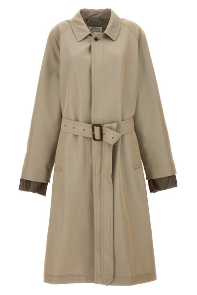 long single-breasted cotton blend trench coat