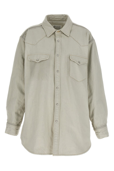 padded cotton denim overshirt