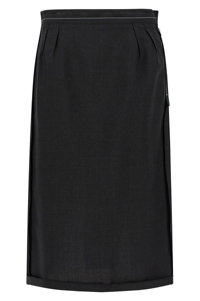 maison margielas midi skirt in pure virgin wool reinterprets the codes of class