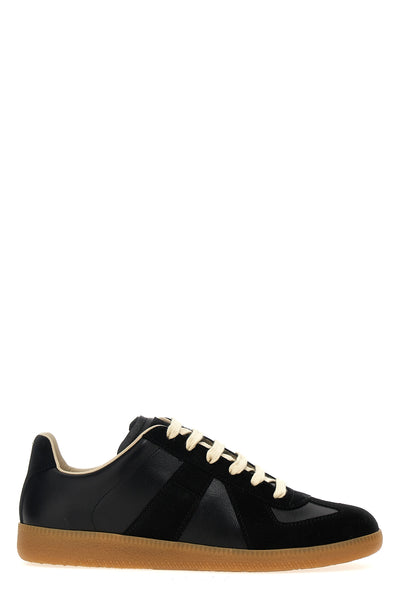 replica leather and suede sneakers
