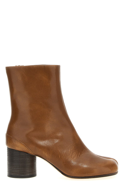 tabi used-effect leather ankle boots