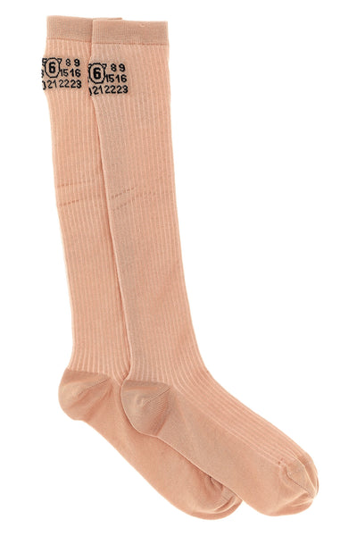 bootleg ribbed stretch cotton blend socks