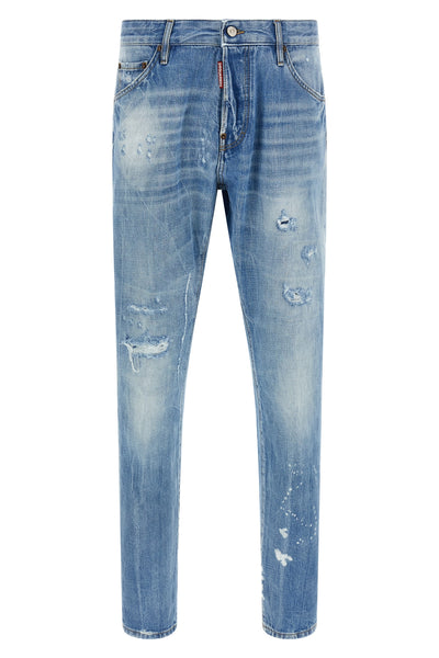teddy used-effect stone washed stretch cotton denim jeans