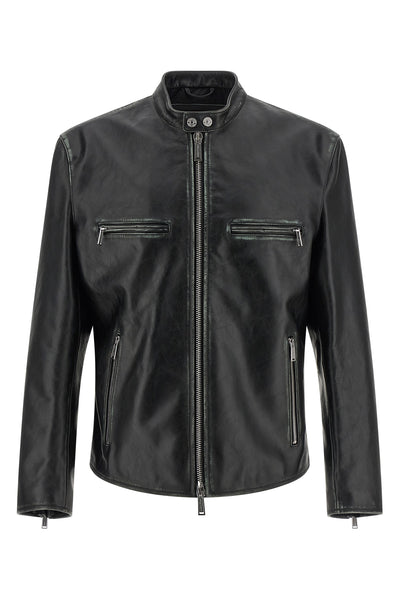 bad boy biker jacket in used-effect leather