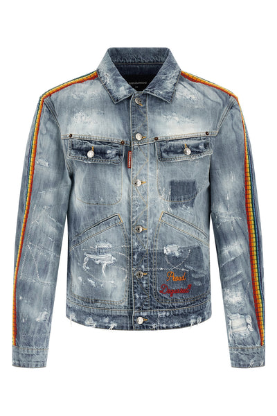 la jean destroyed effect cotton denim jacket