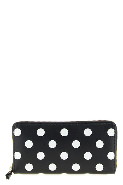 polka dots printed leather wallet