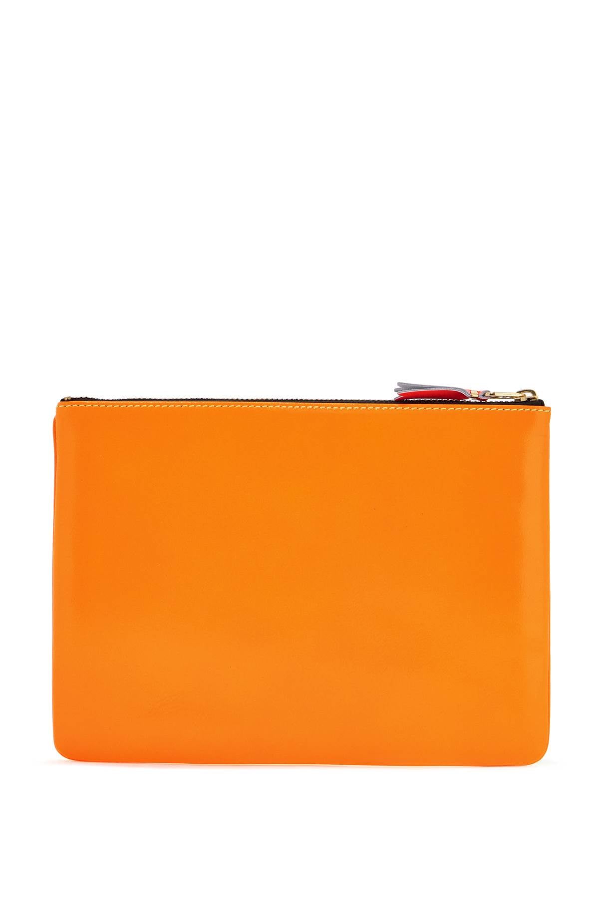Portafoglio in Pelle di Capra giallo arancio super Fluo compatto