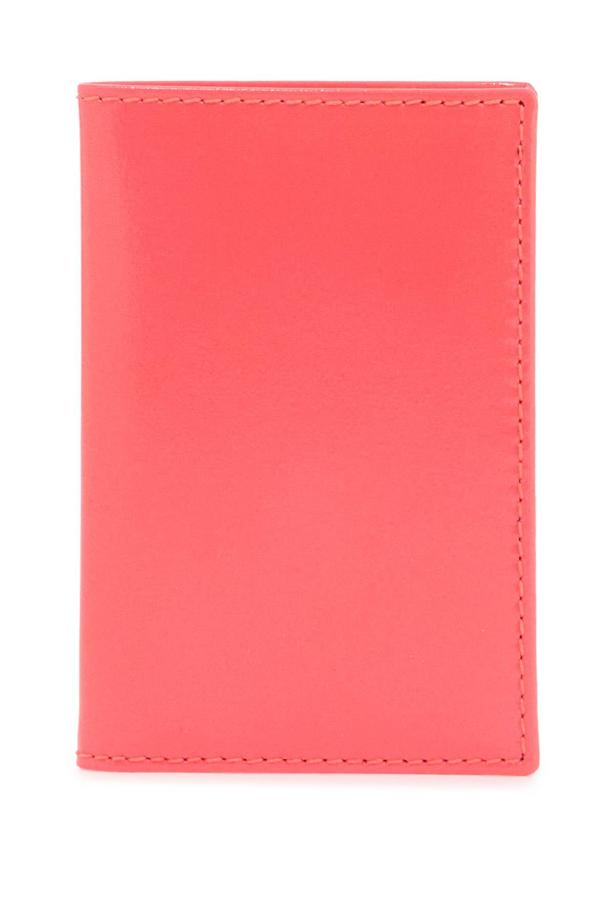 portafoglio compatto unisex rosa fluo in pelle di capra