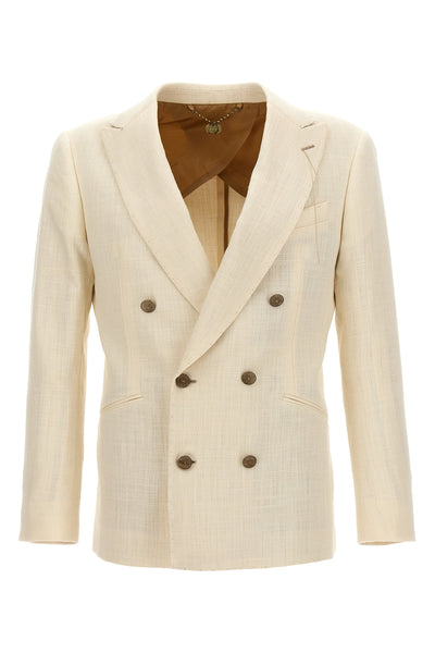 sam double-breasted blazer in silk blend