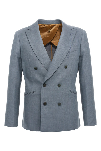 double-breasted blazer in silk blend