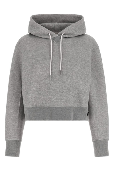 sponge cropped hoodie in mélange cotton blend