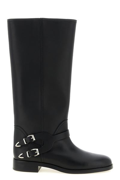 the pinko cheval high boots define the silhouette through a rigorous construct