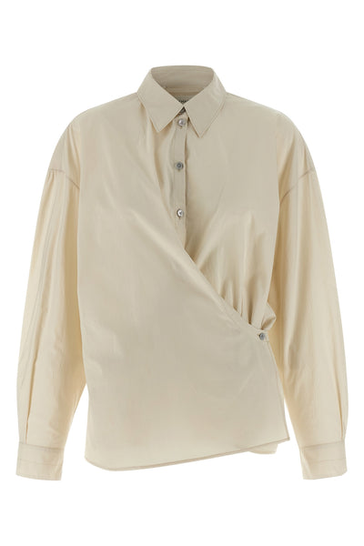 straight collar twisted cotton and silk wallet shirt