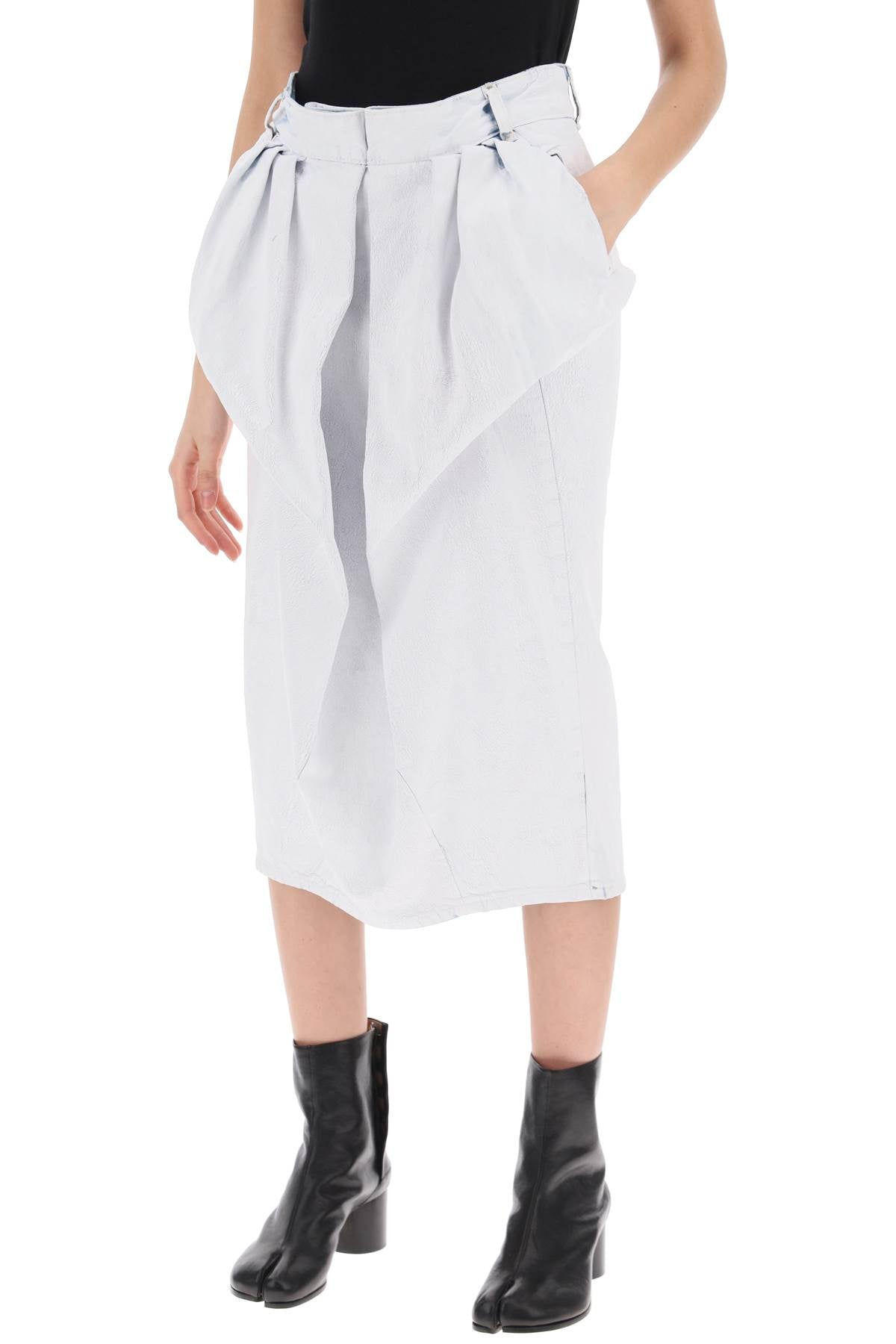 crinkled denim ruffled skirt