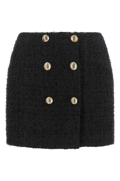 the balmain mini skirt in bouclé cotton blend redefines the codes of contemporar