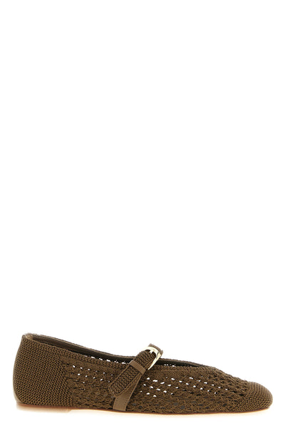 leora mary jane ballet flats in light and airy crochet material