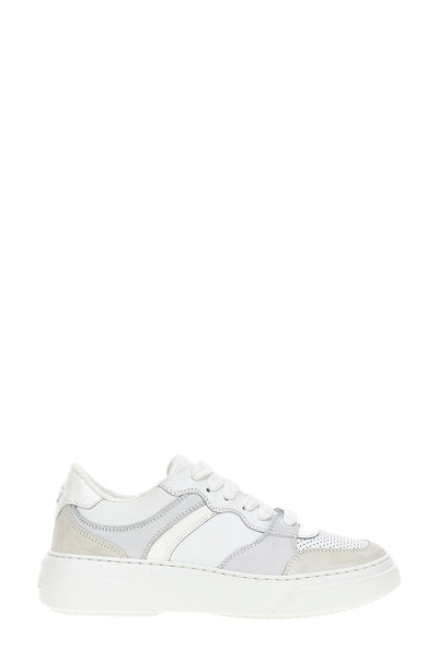bumper leather and suede lace-up sneakers and a rubber sole