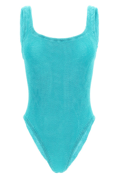 square neck hunza g s one-piece swimsuit is defined through a structured constru