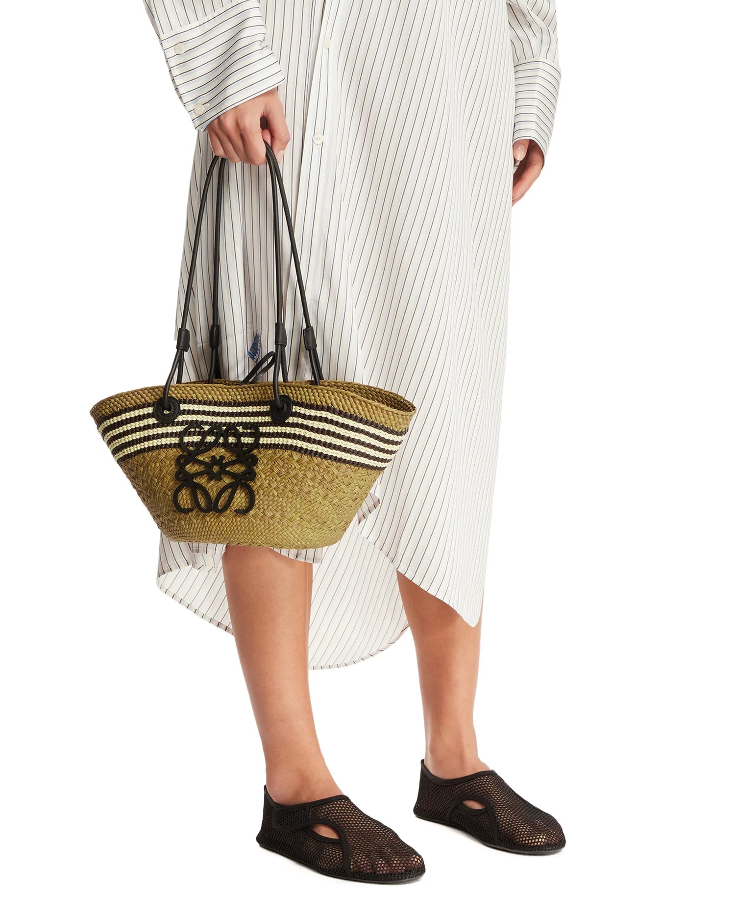 Paula Ibiza Small Anagram Raffia Basket Tote