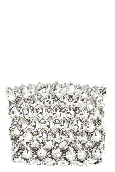 silver crystal chainmail mini clutch bag