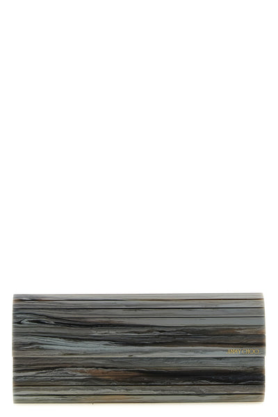the jimmy choo sweetie clutch has a rigid and elongated silhouette