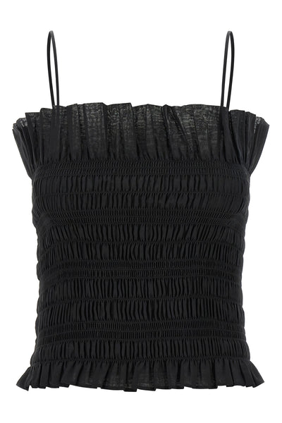 suri smock-stitch cotton muslin top