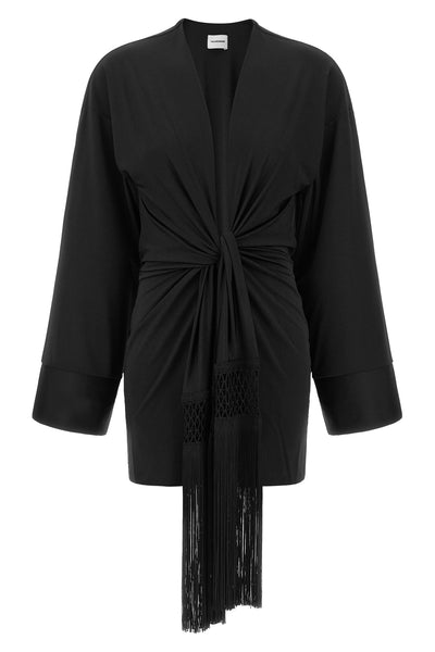 the andamane hall mini dress stands out for a tight silhouette made of a fine