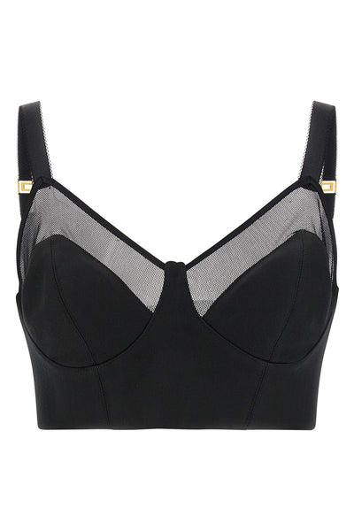 elisabetta franchis bustier crop top defines the silhouette through a cool wool