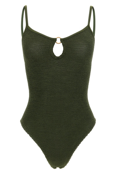 the hunza g toni one-piece swimsuit stands out for a construction that enhances
