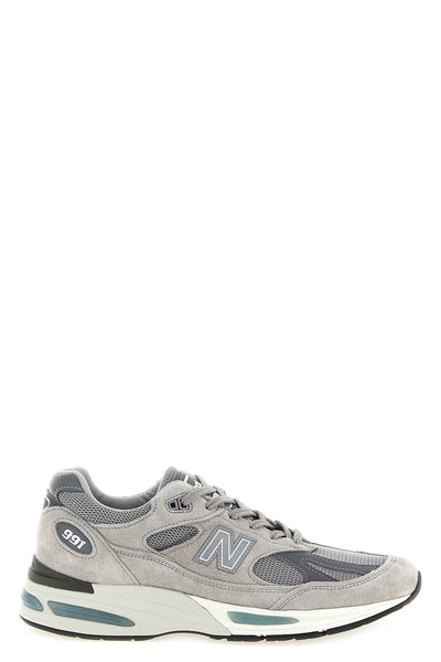 made in uk 991v2 sneakers in suede and mesh fabric