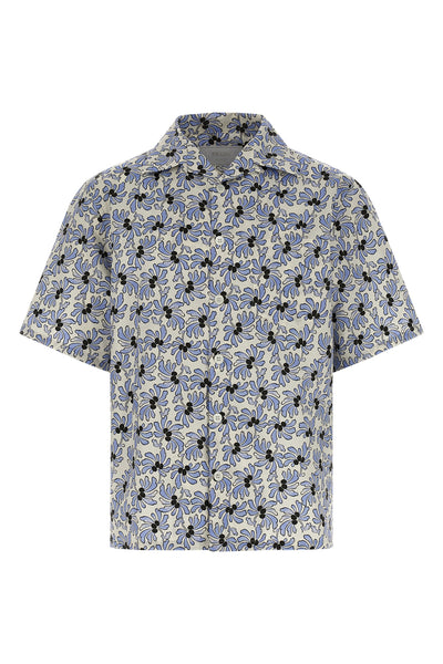 all-over fresia print cotton and silk blend pongé shirt