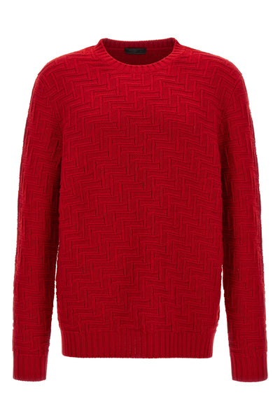 crew neck sweater in knitted wool and cashmere