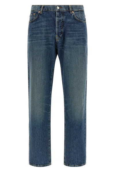 bowl stone-washed 13 1/4 oz non-stretch cotton denim jeans