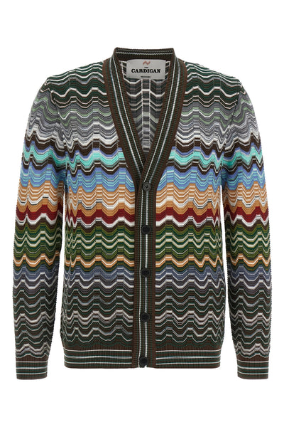 cardigan in cotton and viscose chevron