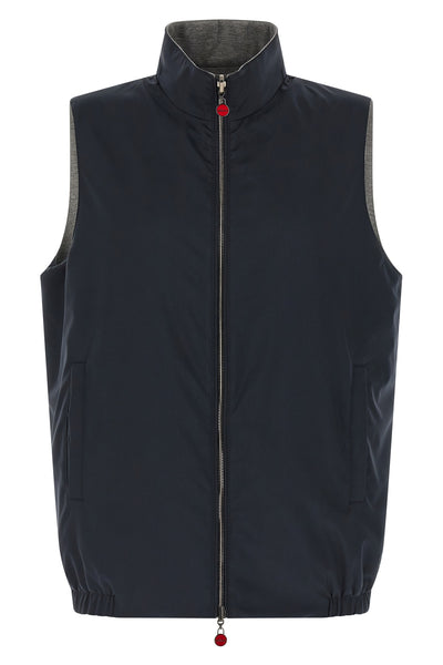 double-sided vest in nylon and cotton jersey