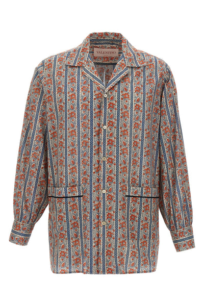 all-over voyage imaginaire print cotton muslin shirt