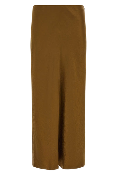 the long vince skirt redefines essential elegance through a flowing