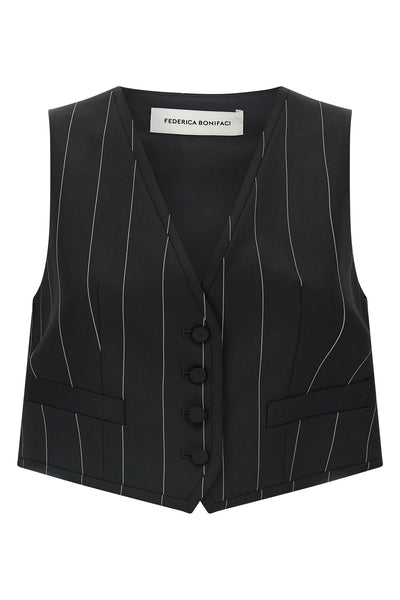 federica bonifaci cropped vest redefines the codes of tailoring through a rigoro