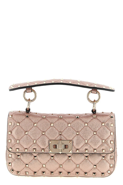 small rockstud spike shoulder bag in laminated nappa leather