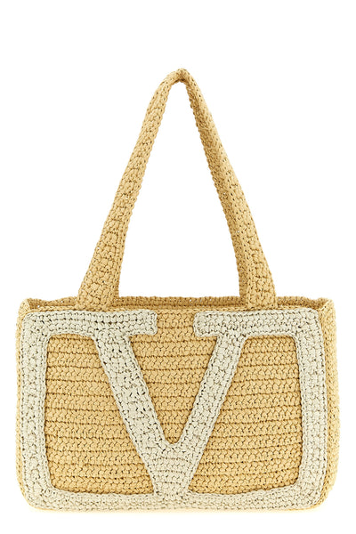 medium viva superstar shopping bag in crochet synthetic raffia