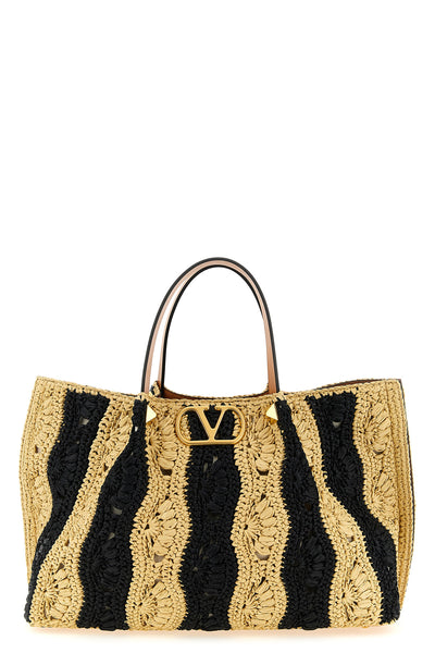 vlogo signature raffia handbag