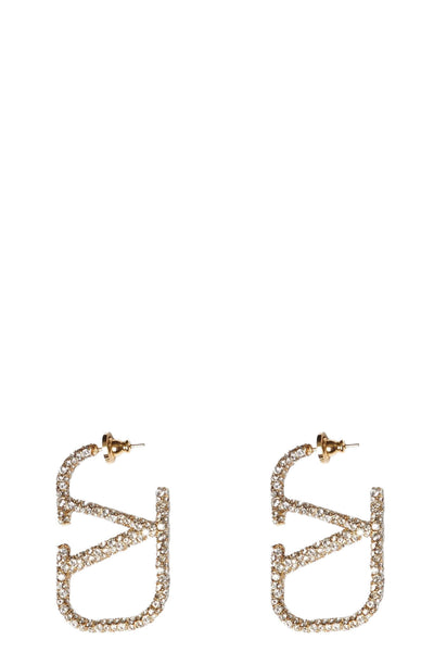all-over swarovski® crystal and metal earrings in the shape of a vlogo signatur