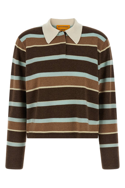 cropped stripe rugby cashmere sweater